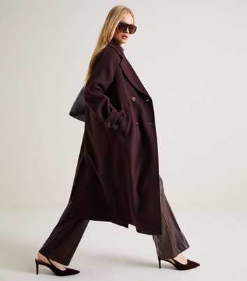 Premium Dark Brown With Wool Double Breasted Coat