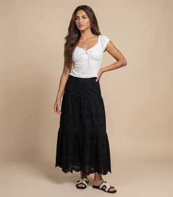 Urban Bliss Black Cotton Broderie Anglaise Maxi Skirt