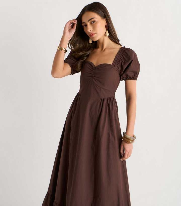 princess polly baby blue dress Shop our Cotton Poplin Puff Sleeve Dress in Black/brown