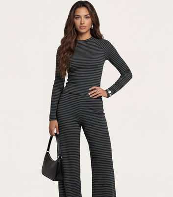 Urban Bliss Grey Jersey Long Sleeve Stripe Top