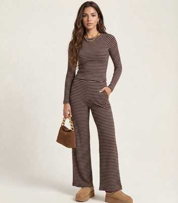 Urban Bliss Brown Striped Long Sleeve Top
