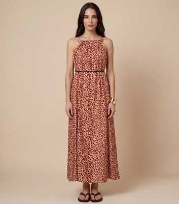 Urban Bliss Orange Animal Print Metallic Maxi Dress