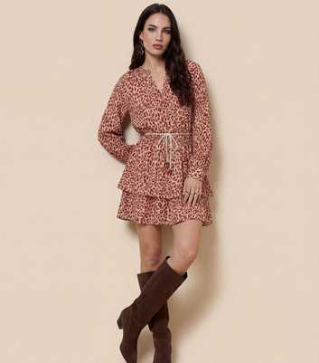 Urban Bliss Burnt Orange Animal Print Metallic Mini Dress