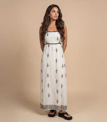 Urban Bliss Cream Embroidered Contrast Trim Drs