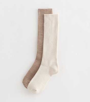 Pack of 2 Cream Slouchy Ribbed Ankle Socks