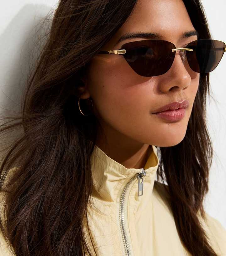 Gold Metallic Cat Eye Frame Sunglasses
