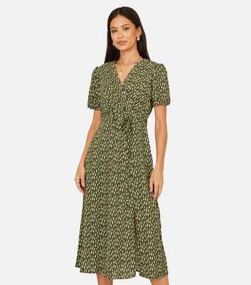 Yumi Green Spot Print Wrap Midi Dress