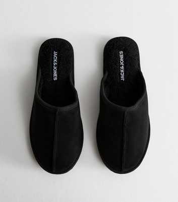 Jack & Jones Black Faux Shearling Lined Backless Slippers