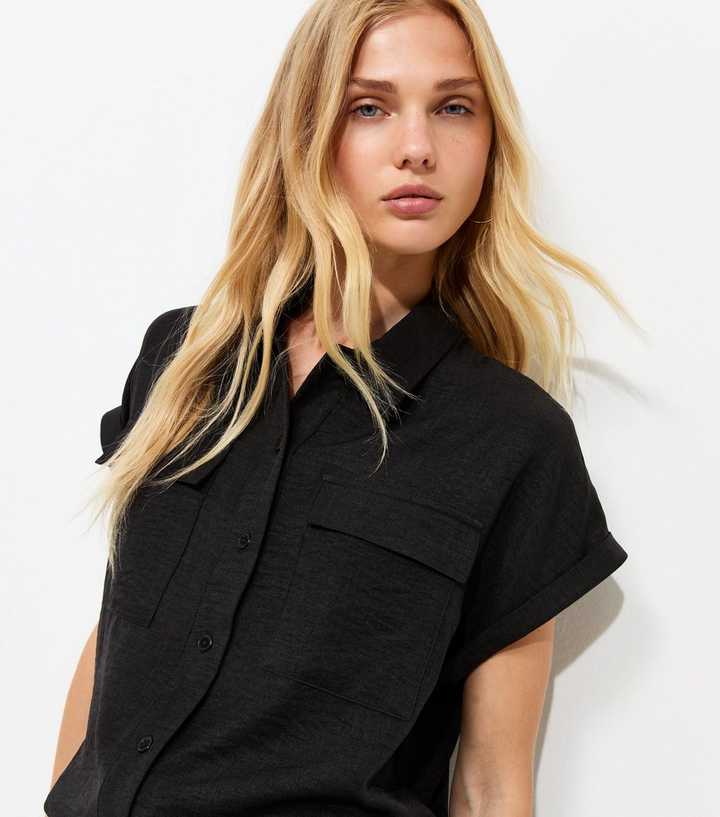 Black Utility Pocket Short Sleeve Shirt