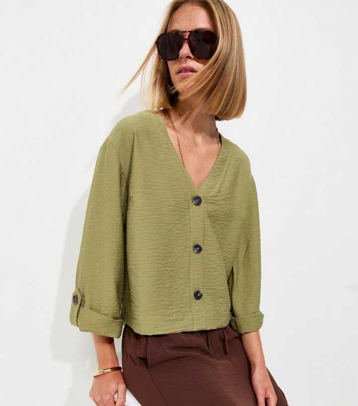 Dark Khaki V-Neck Shirt