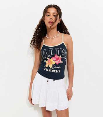 Girls Navy Malibu Print Cami Top