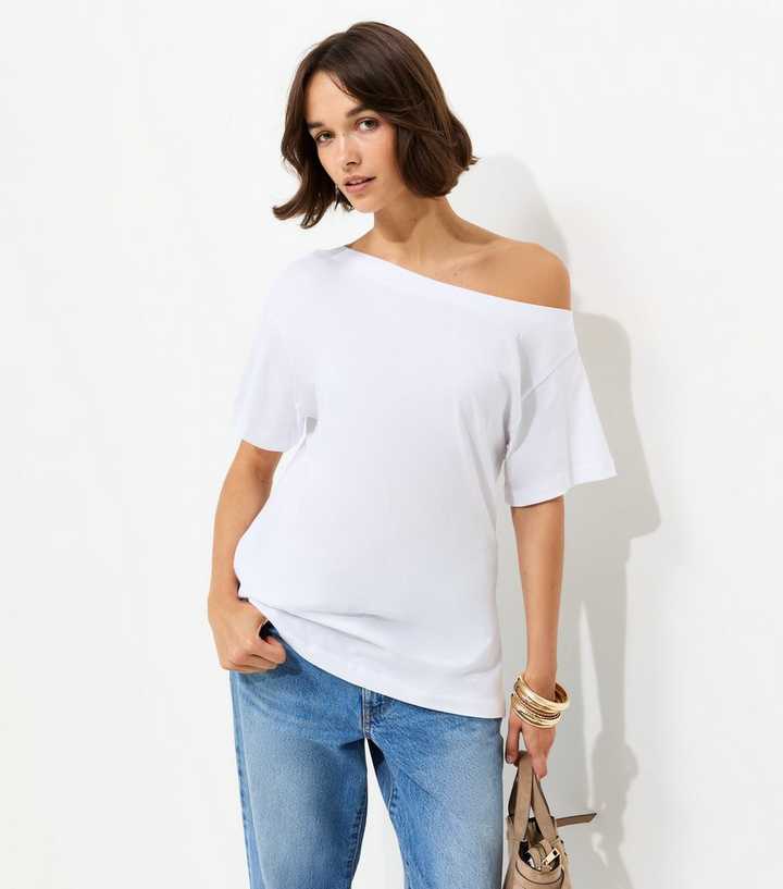 White Off The Shoulder T-Shirt