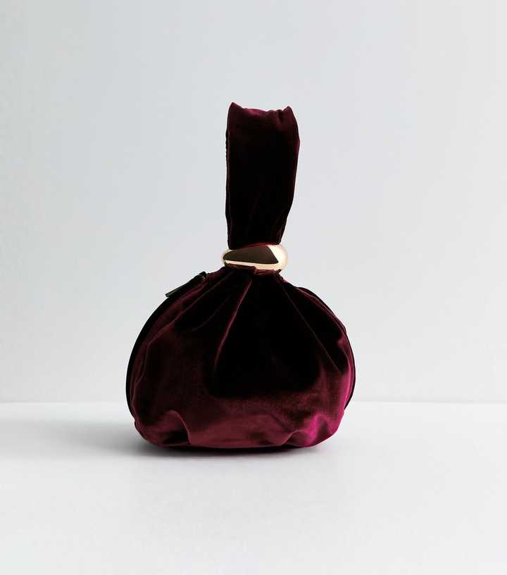 Dark Burgundy Velvet Wristlet Pouch