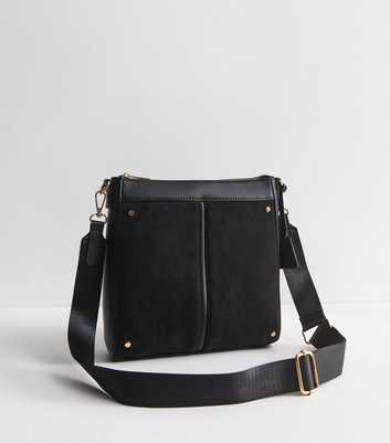Black Faux Leather Messenger Bag
