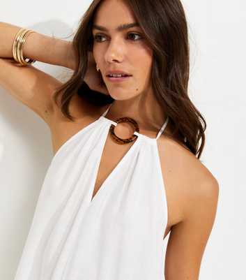 Petite White Tortoiseshell O-Ring Maxi Beach Dress