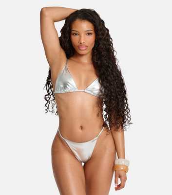 Public Desire Silver Foiled Bikini Bottoms