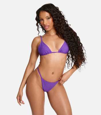 Public Desire Dark Purple Diamanté Detail Bikini Top