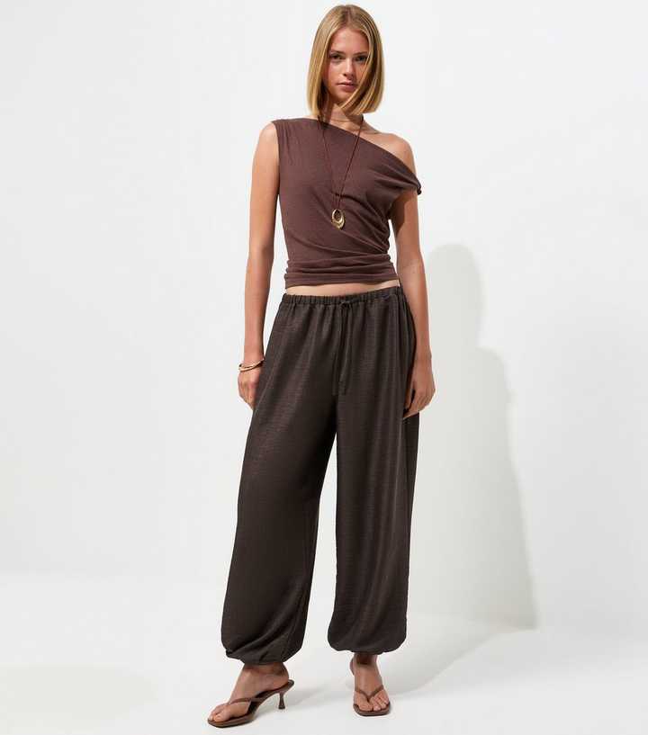 Brown Drawstring Cuffed Trousers