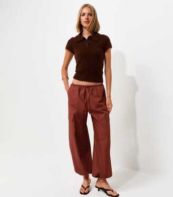 Rust Cotton Cuffed Cargo Trousers