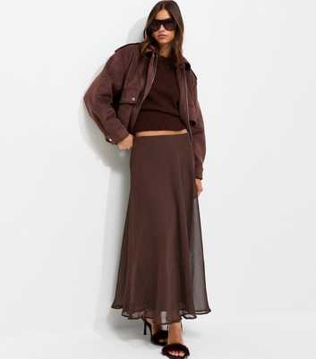 Dark Brown Chiffon Circle Skirt