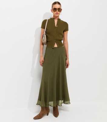 Dark Khaki Chiffon Circle Skirt