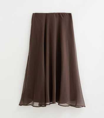 Petite Dark Brown Chiffon Circle Skirt