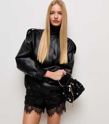 Black Lace Fitted Shorts