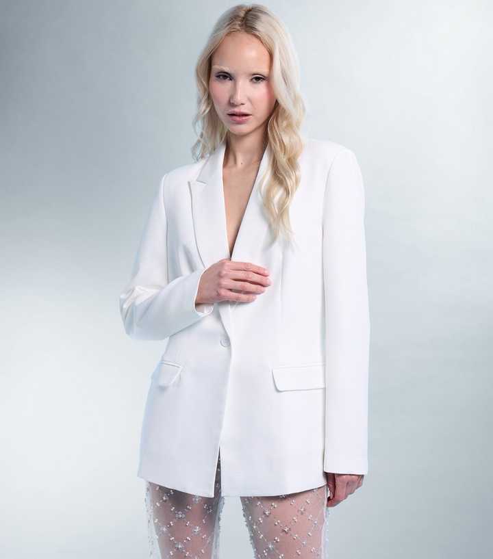 Public Desire White Boyfriend Blazer