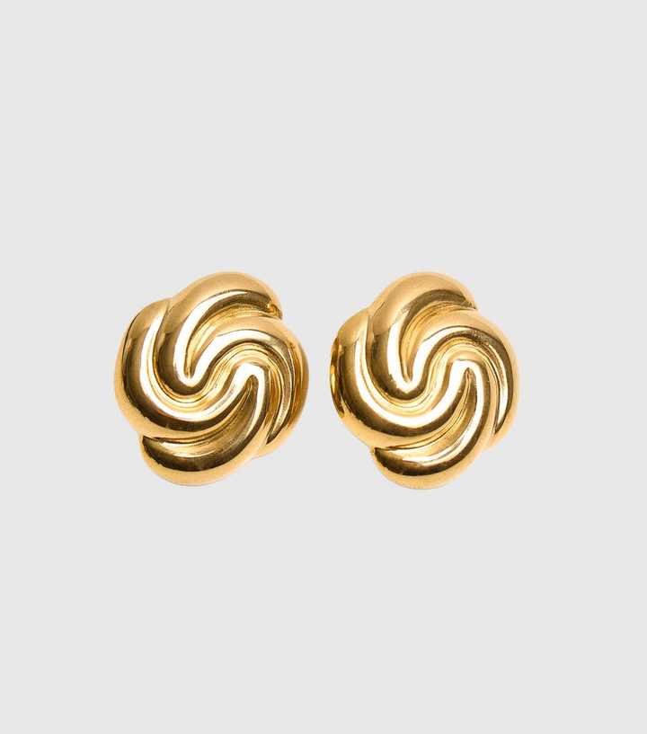 Public Desire Gold-Tone Swirl Detail Stud Earrings