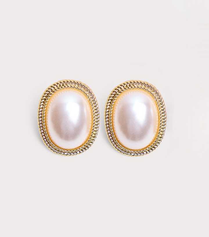 Public Desire Gold Tone Vintage Style Faux Pearl Stud Earrings