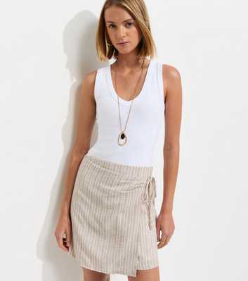 Stripe Wrap Mini Skort