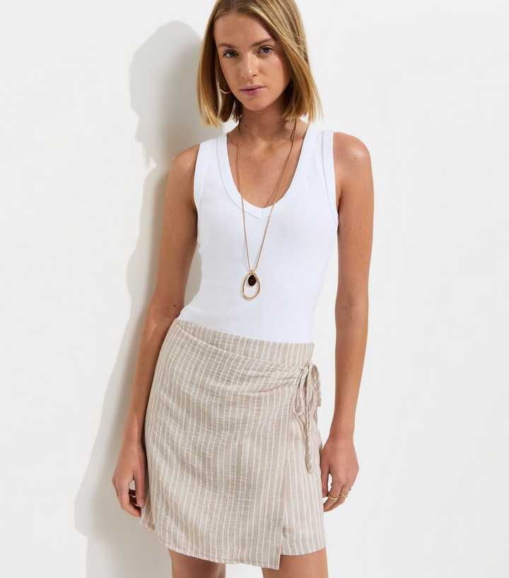 Stripe Wrap Mini Skort