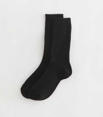 Black Ribbed Lounge Socks