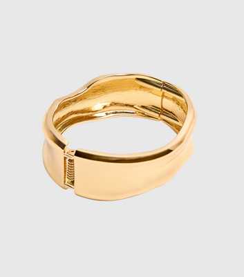 Public Desire Gold Tone Sculpted Chunky Single Clasp Bangle