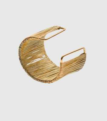 Public Desire Gold Tone Wire Detail Open Cuff Bracelet