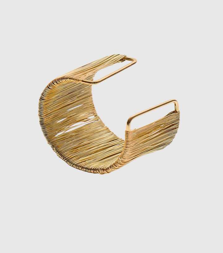 Public Desire Gold Tone Wire Detail Open Cuff Bracelet