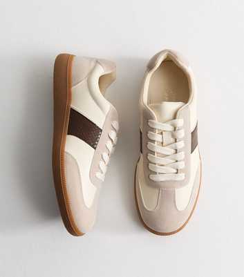 Brown Faux Leather Snake Embossed Panel Trainers