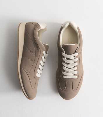 Grey Faux Suede Lace Up Trainers