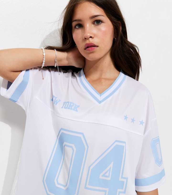 Girls White 04 New York Print Football Top