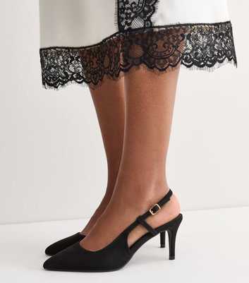 Wide Fit Black Faux Suede dOrsay Slingback Pumps