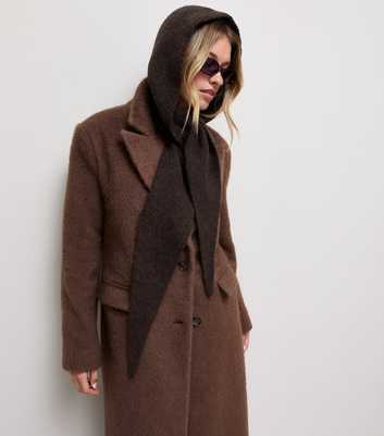 Dark Brown Hooded Scarf Bonnet