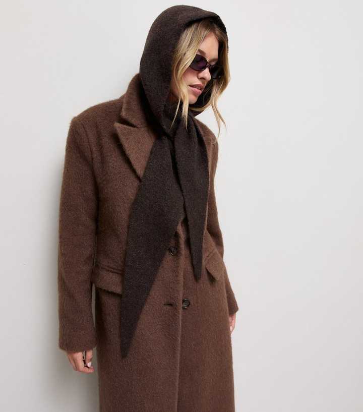 Dark Brown Hooded Scarf Bonnet