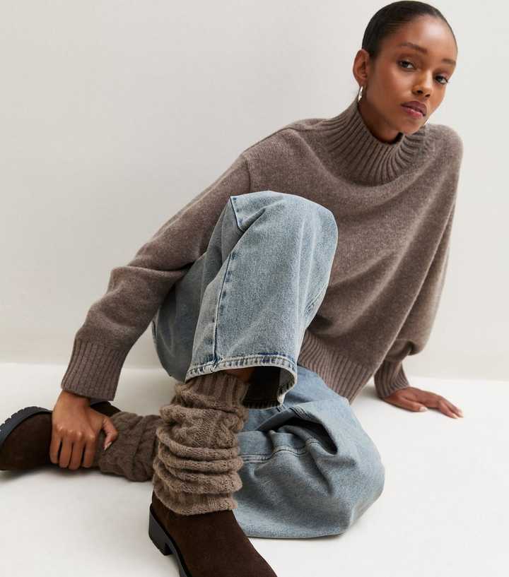 Brown Cable Knit Legwarmers