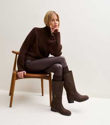 Dark Brown Cable Knit Leg Warmers