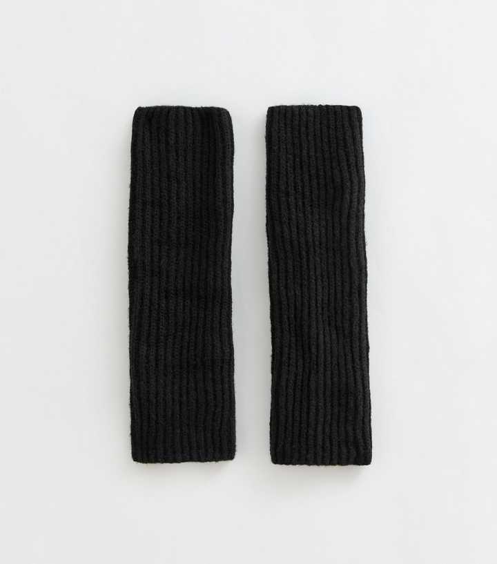 Black Knitted Ribbed Leg Warmers