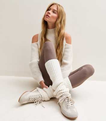 Cream Knitted Ribbed Leg Warmers