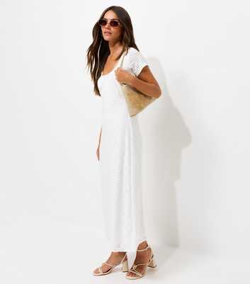 Petite White Broderie Jersey Milkmaid Midi