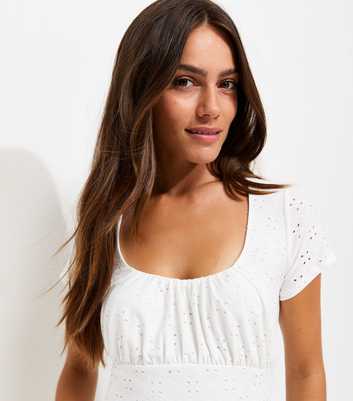 Petite White Broderie Jersey Milkmaid Midi