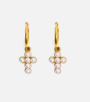 Public Desire Mini Cross Hoop Drop Earrings