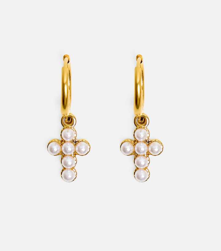 Public Desire Mini Cross Hoop Drop Earrings